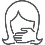 A drawn icon of a girl’s head with her hand completely covering her mouth